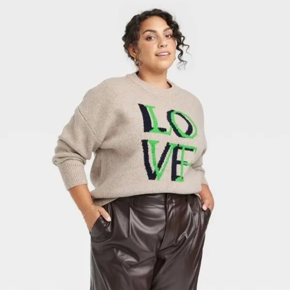 Target a new day LOVE Tan Cropped Sweater Large
